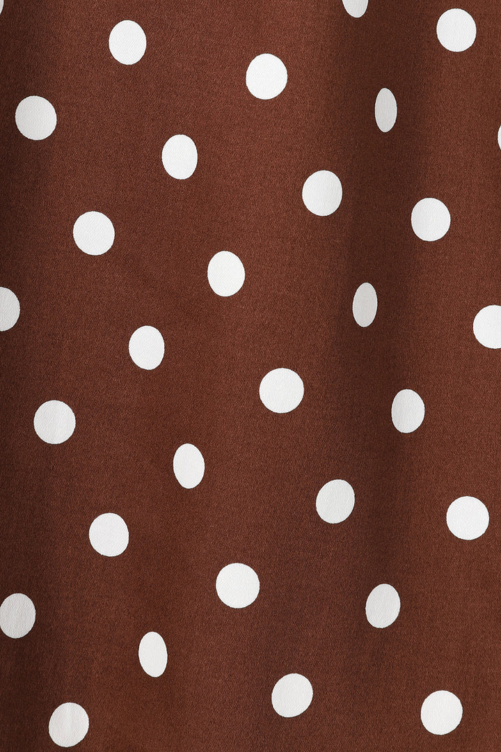 Hearts & Roses - Milana Polka Dot Swing Dress brown