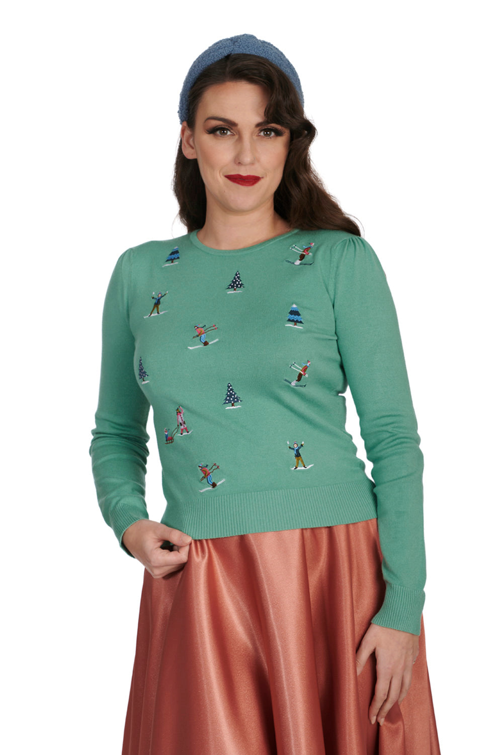 Banned Retro - Maglione da sci invernale teal