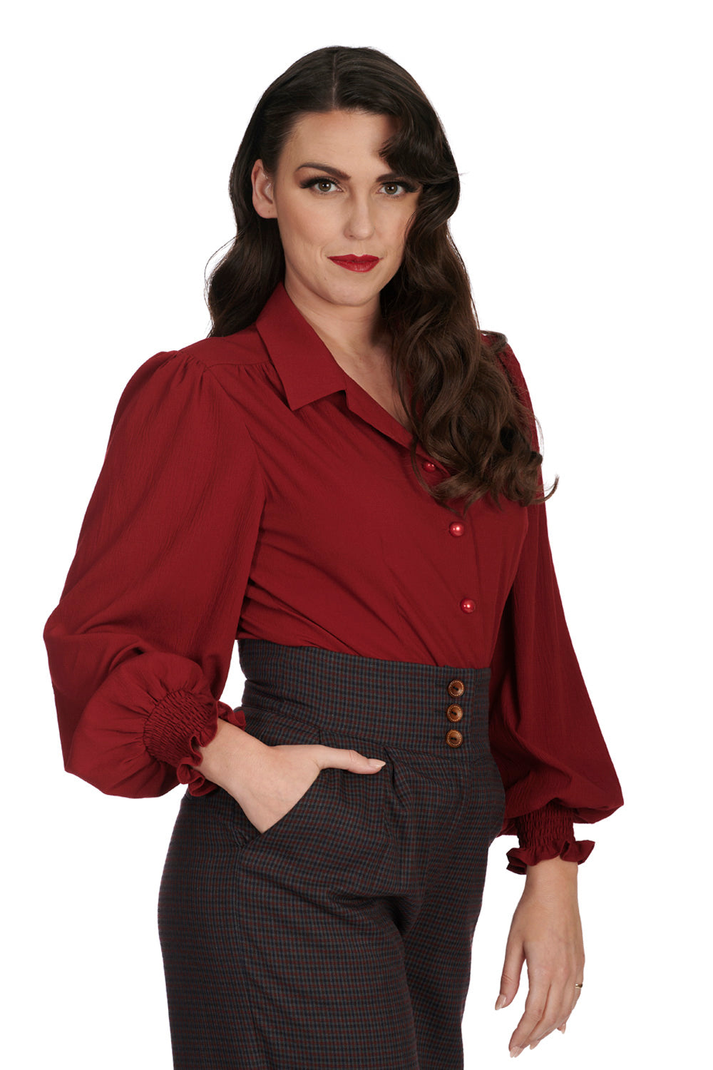 Banned Retro - Bonnie Bluse weinrot