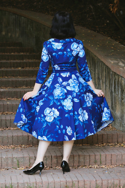 Hearts & Roses - Robe Swing Fleurie Dafney Blue