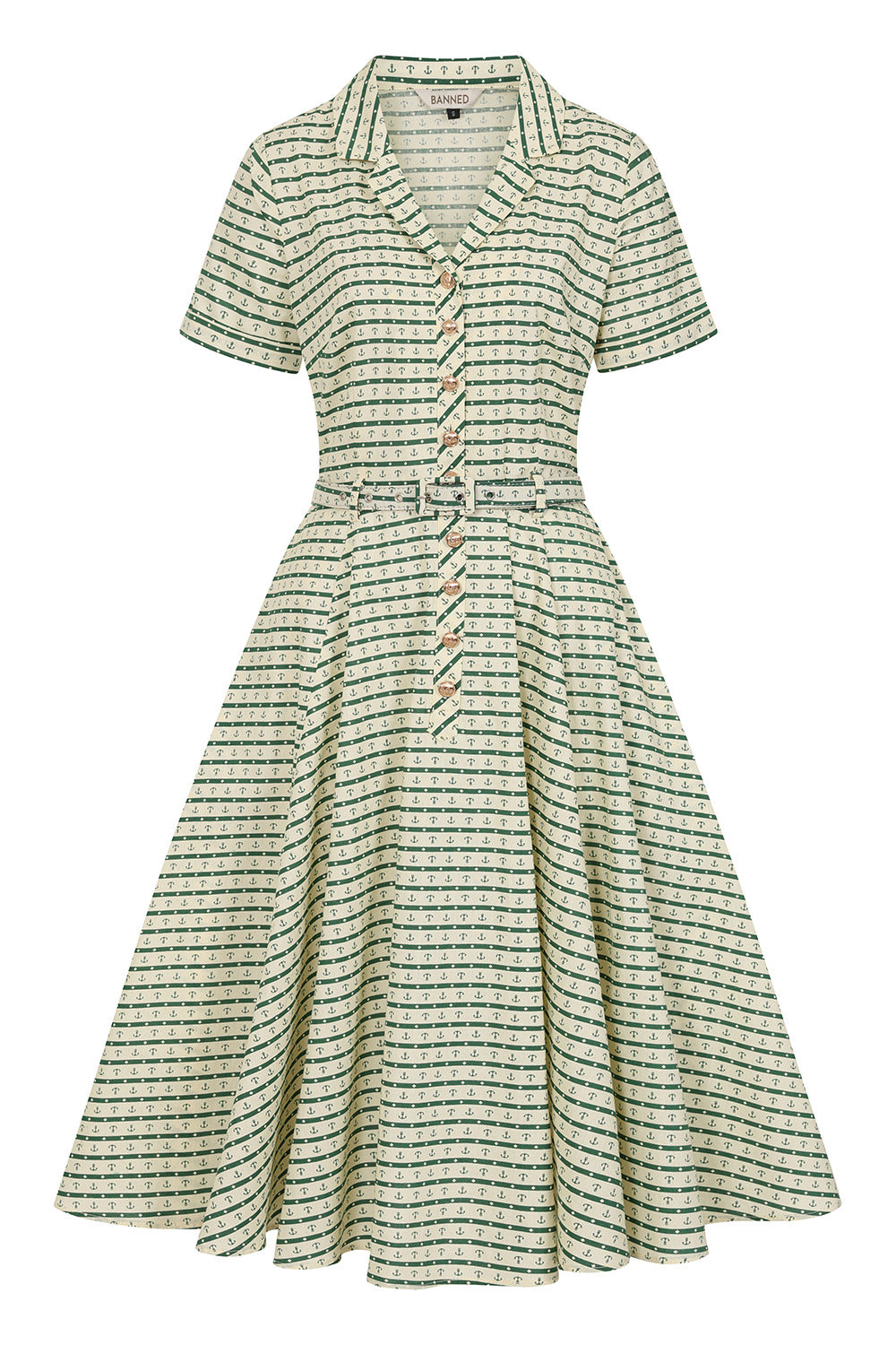 Banned Retro - Bella Anchor Ahead Dress in verde