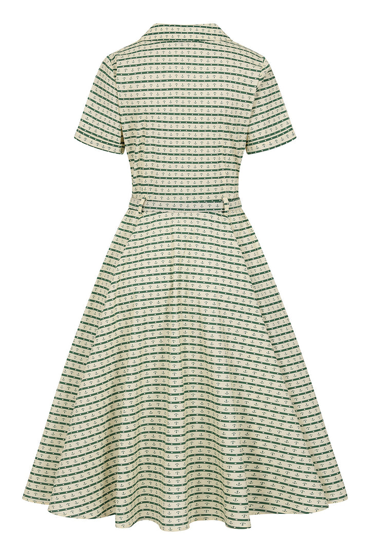 Banned Retro - Bella Anchor Ahead Dress in verde