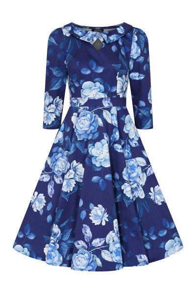 Hearts & Roses - Dafney Blue Floral Swing Dress