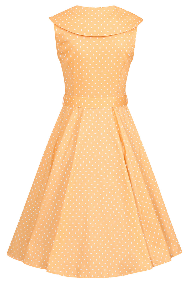 Hearts & Roses - Hannah Polka Dot Swing Dress in hellorange