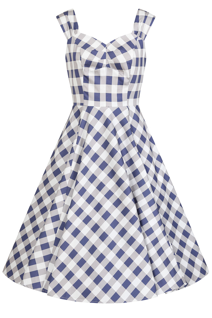 Hearts & Roses - Sadie Check Swing Dress in blau