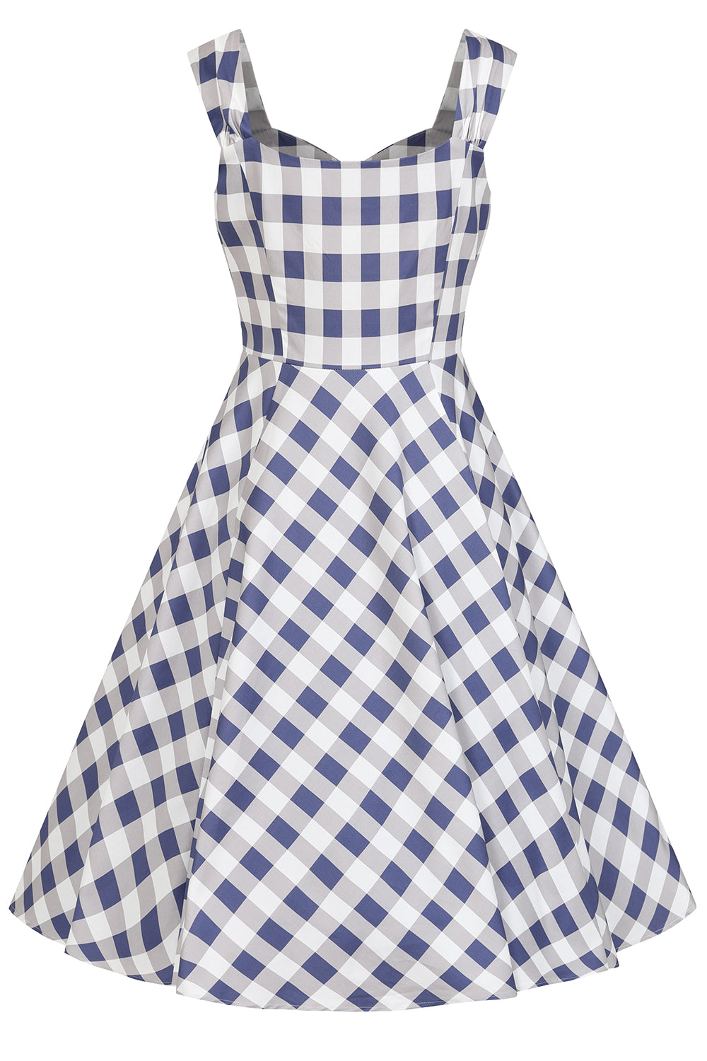 Hearts & Roses - Sadie Check Swing Dress in blau