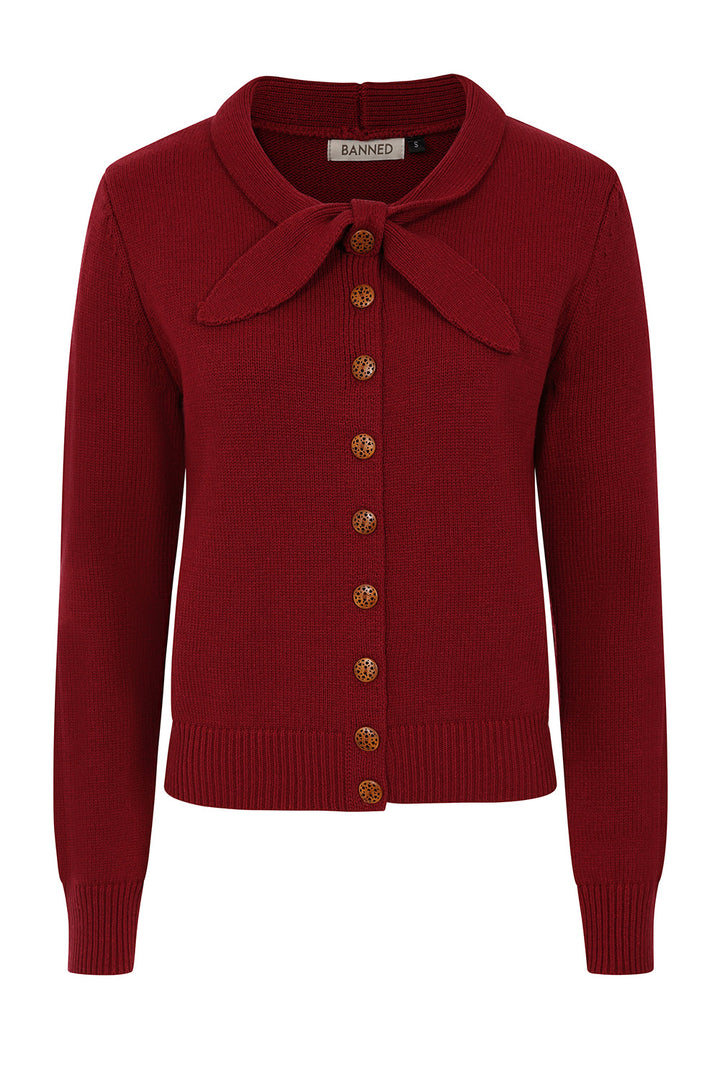 Banned Retro - Katy Knot Cardigan in burgundy