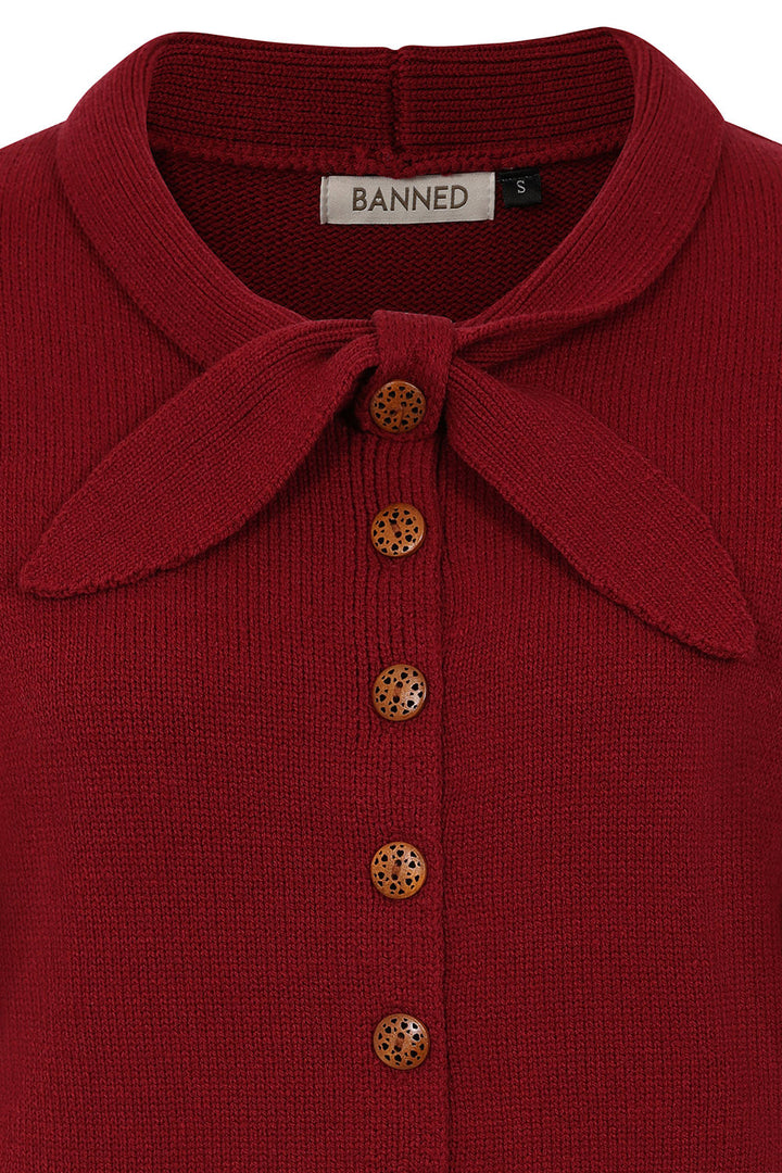 Banned Retro - Katy Knot Cardigan in burgundy
