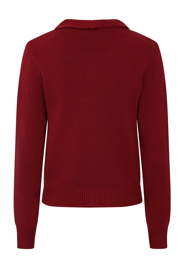 Banned Retro - Katy Knot Cardigan in burgundy