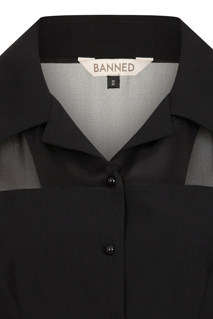 Banned Retro - 1950s Mina Bluse in schwarz