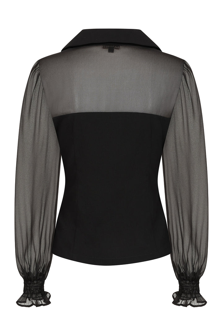 Banned Retro - 1950s Mina Bluse in schwarz