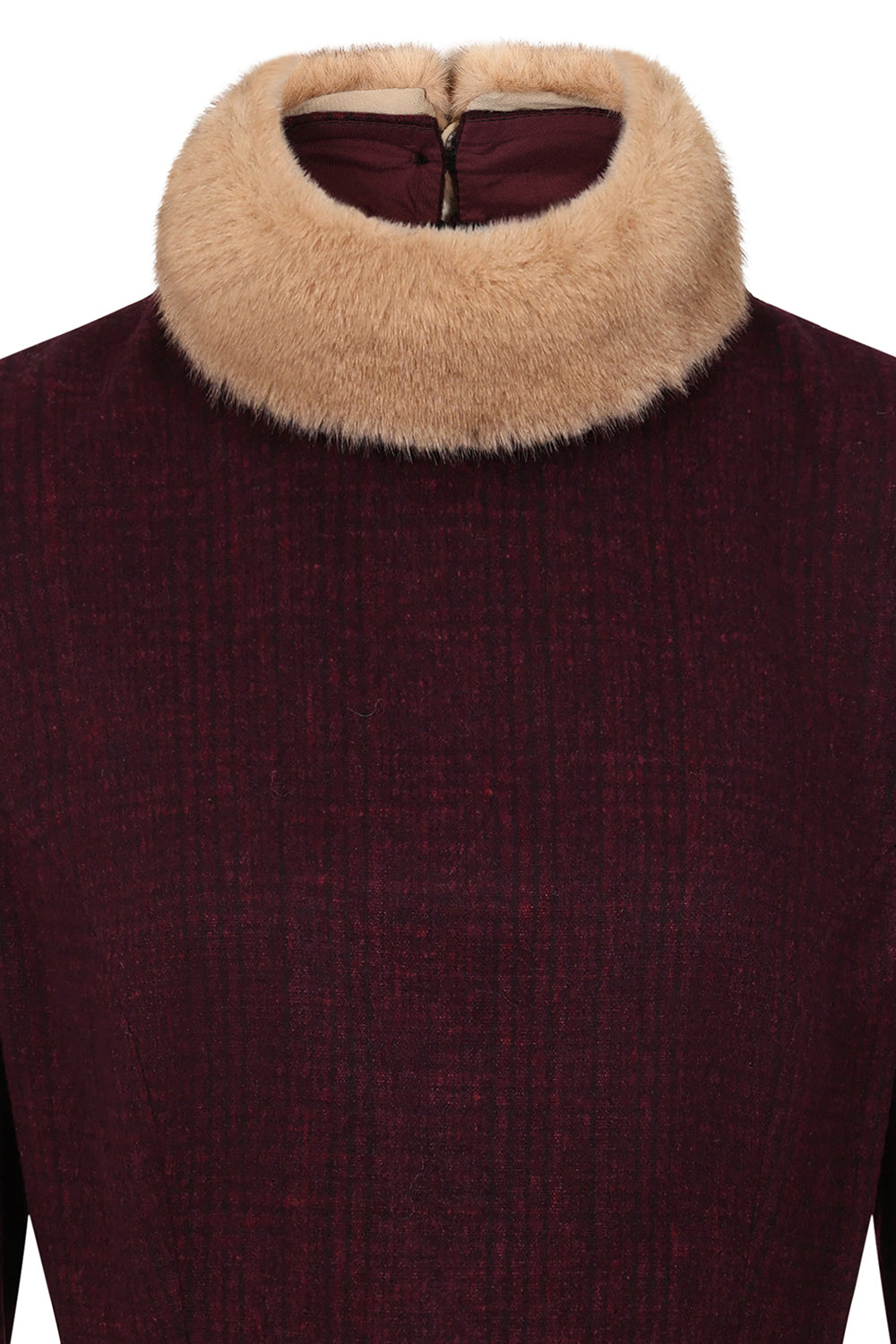 Banned Retro - Lorna Fur Collar Swing Dress in burgundy