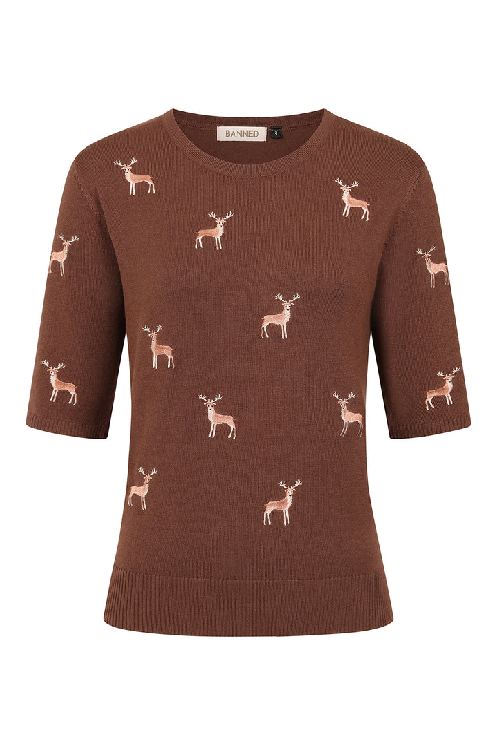 Banned Retro - Ruby Sweet Deer Jumper braun