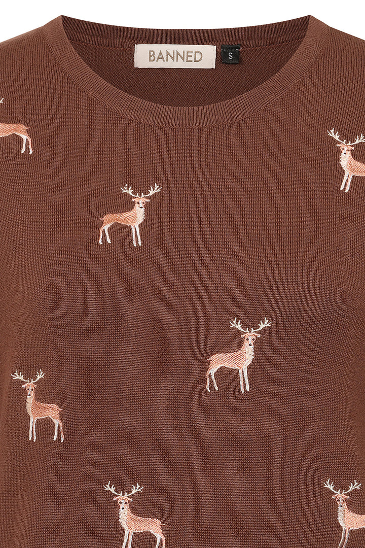 Banned Retro - Ruby Sweet Deer Jumper braun