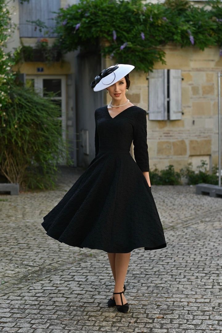 Hearts & Roses - Piper Black Floral Swing Dress