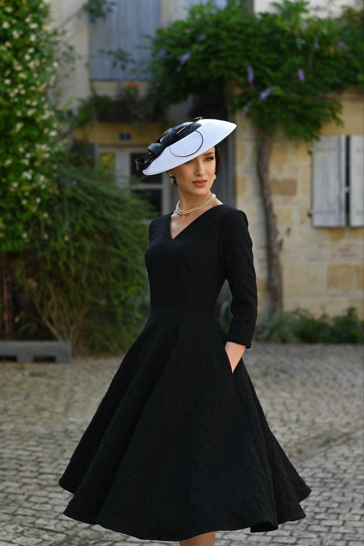 Hearts & Roses - Piper Black Floral Swing Dress