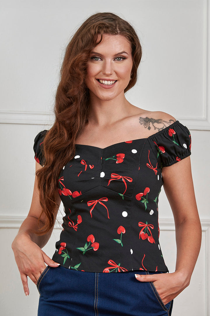 Banned Retro – Babe Cherries and Bows Top