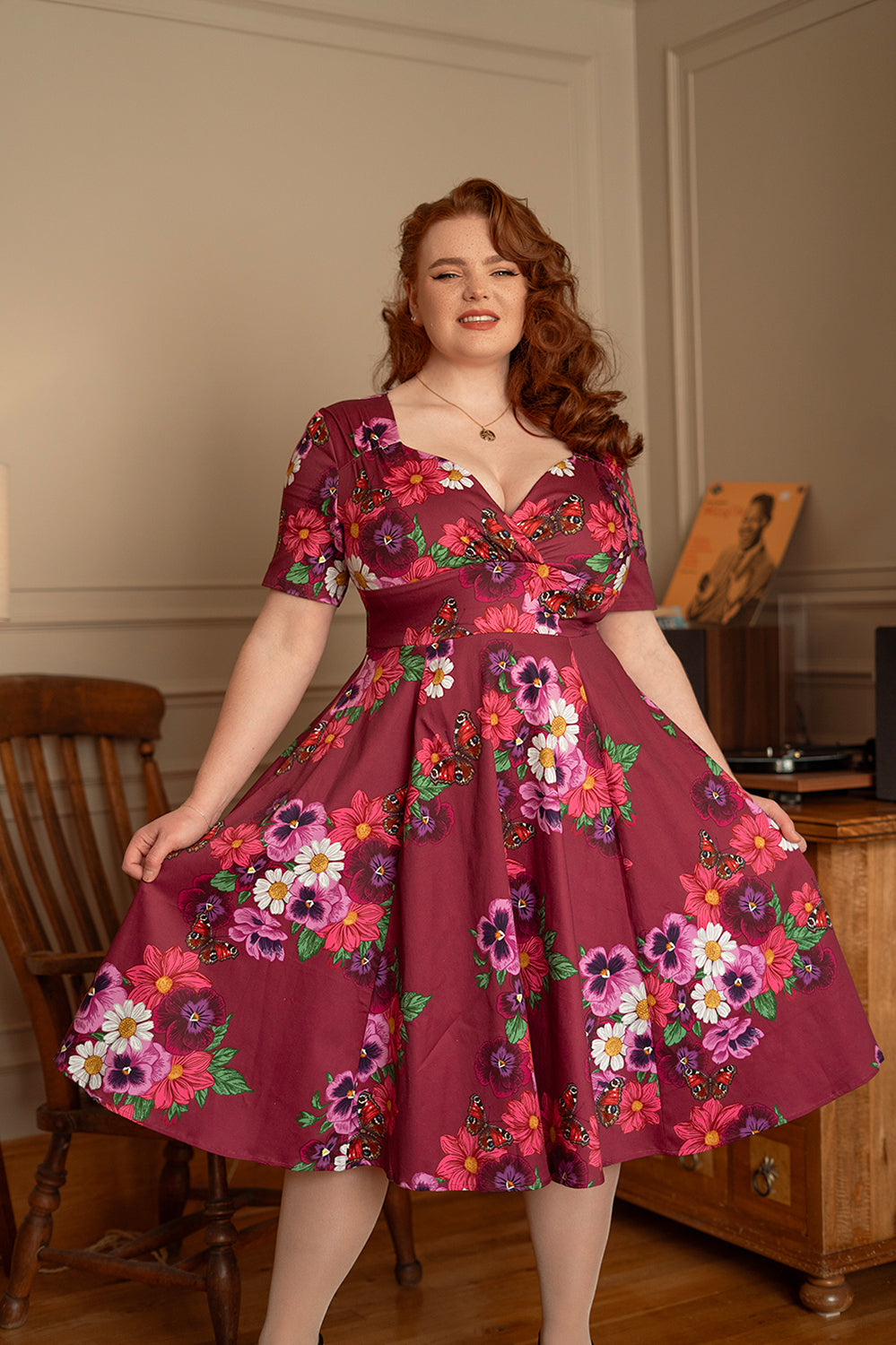 Hearts & Roses - Berry Blossom Swing Dress