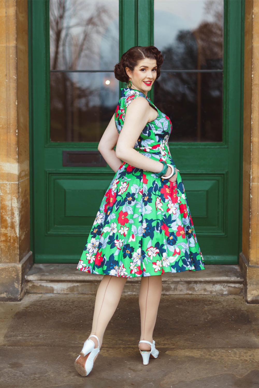 Hearts & Roses - Emerald Botanica Swing Dress