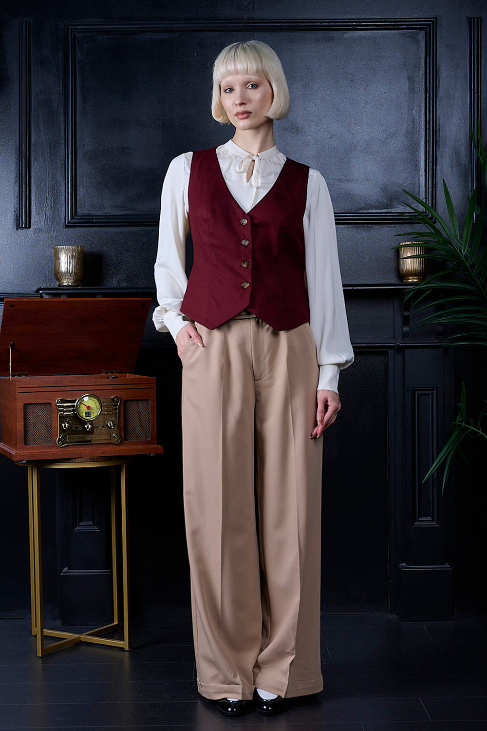 Banned Retro – Selma Weste burgundy