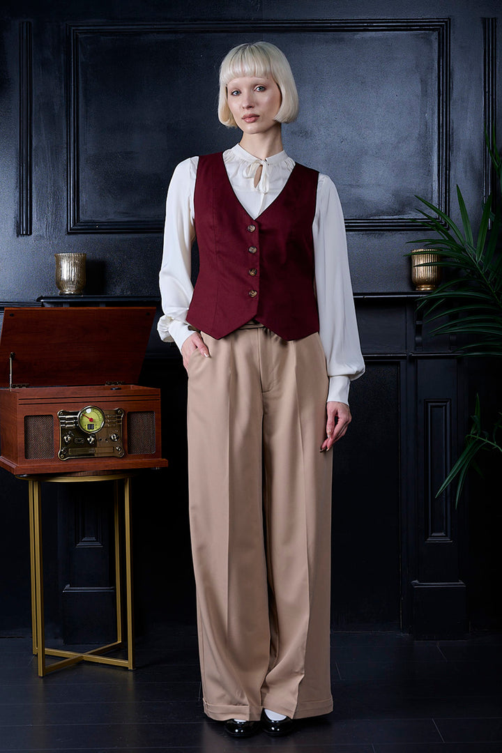 Banned Retro – Selma Weste burgundy