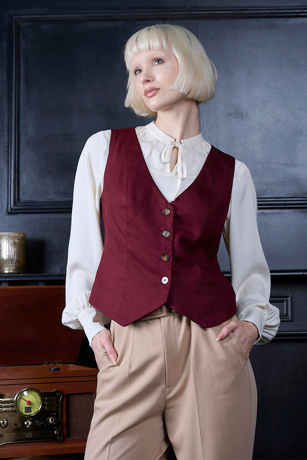Banned Retro – Selma Weste burgundy