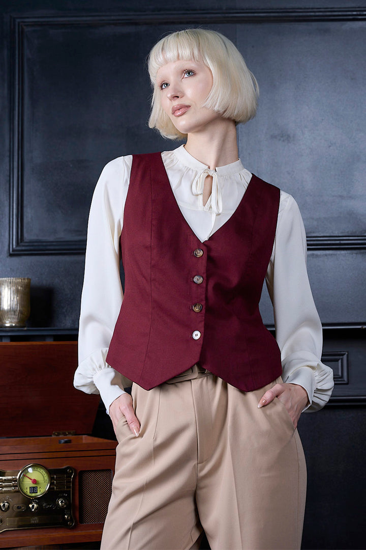 Banned Retro – Selma Weste burgundy