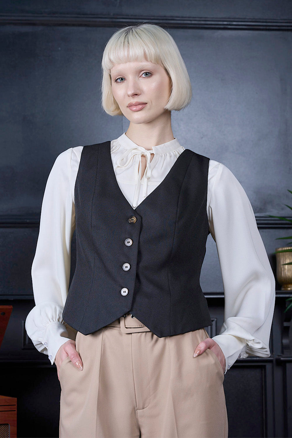 Banned Retro – Selma Weste schwarz