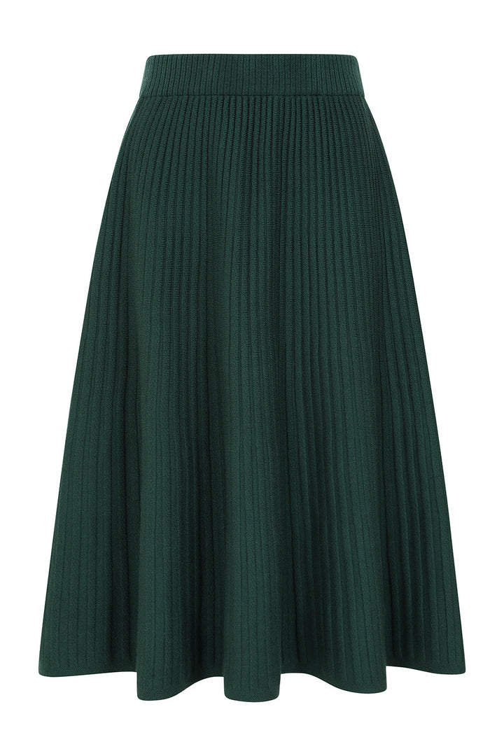 Banned Retro - Poppy Knit Skirt in Forest Green