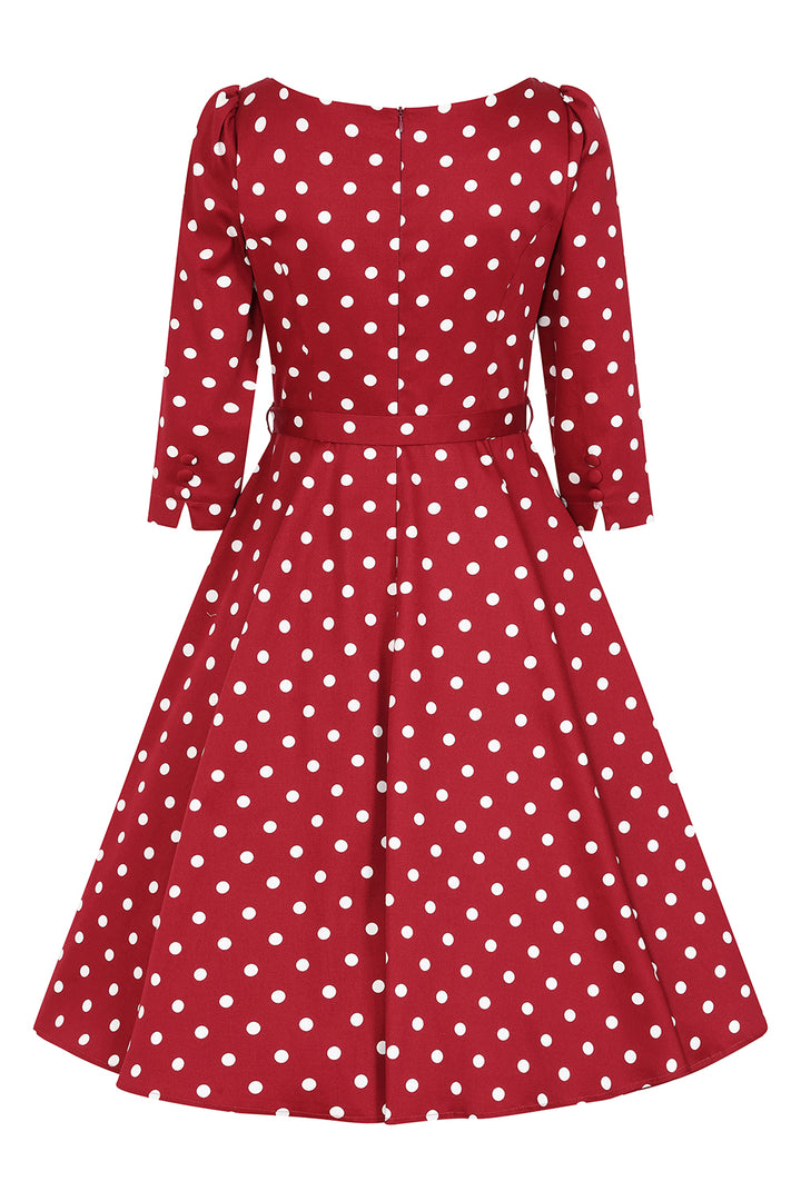 Hearts & Roses - Vestido de Swing de Lunares Verdes de Kylie