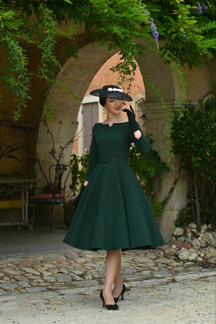 Hearts & Roses - Gladys Embossed Floral Swing Dress