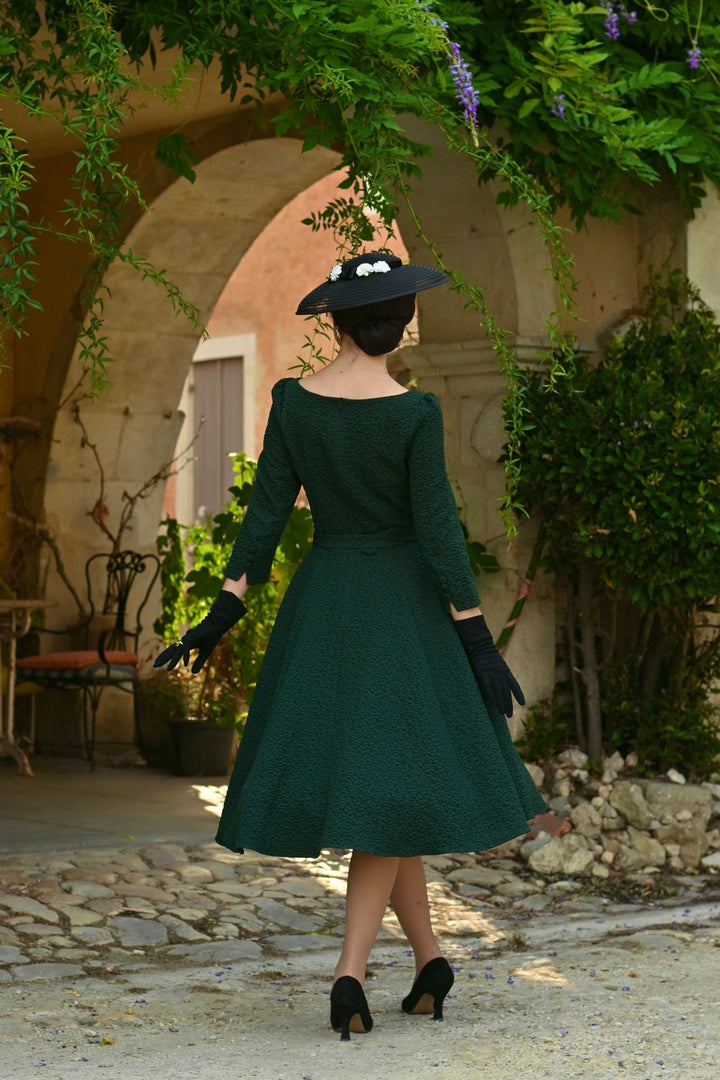 Hearts & Roses - Gladys Embossed Floral Swing Dress