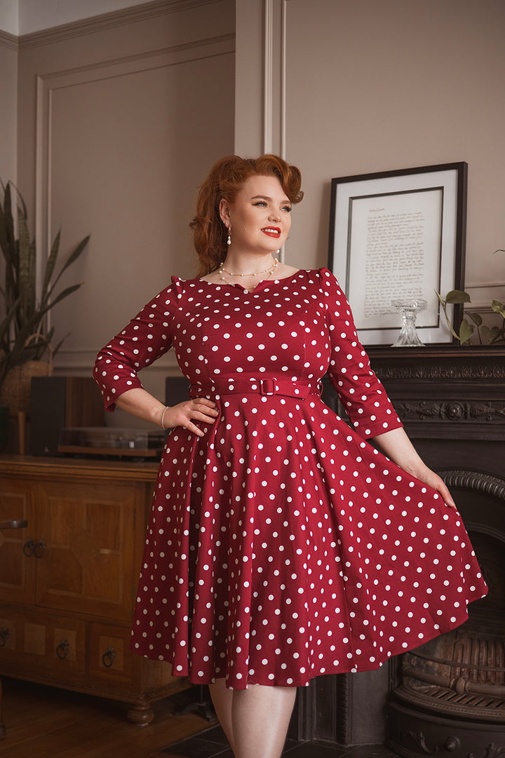 Hearts & Roses - Vestido de Swing de Lunares Verdes de Kylie