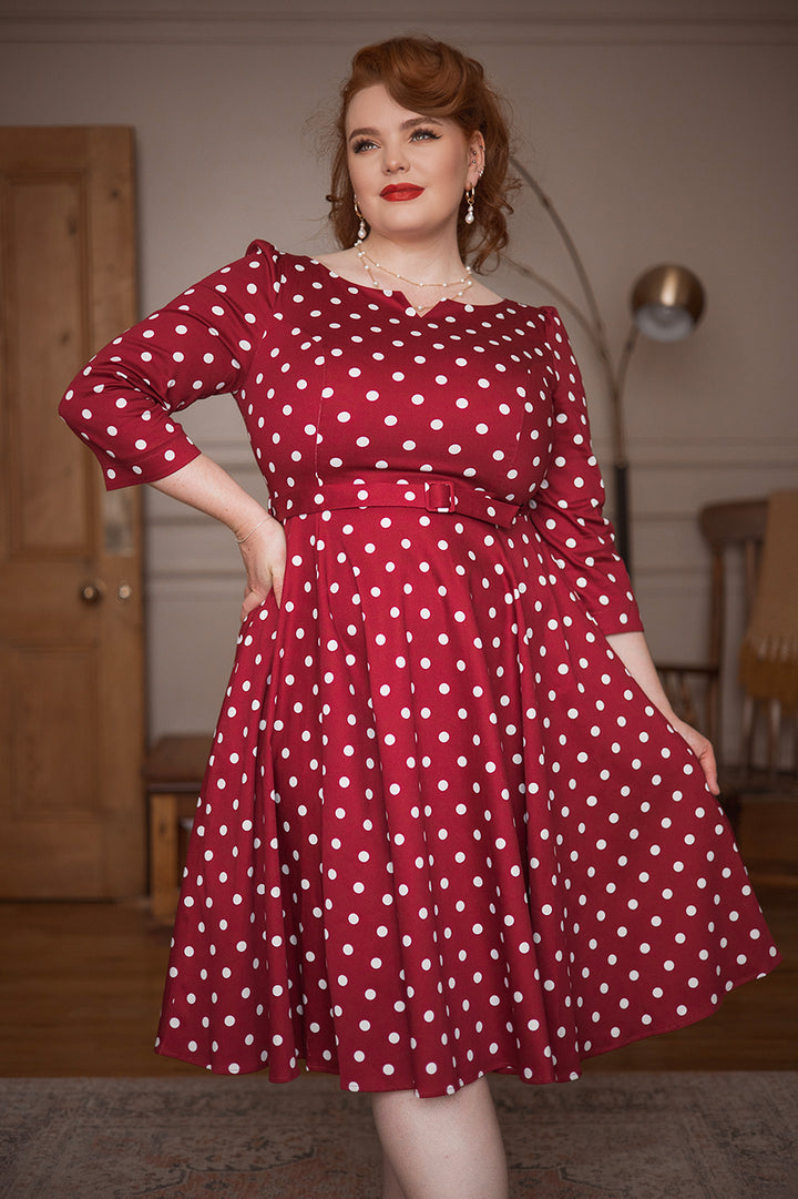 Hearts & Roses - Vestido de Swing de Lunares Verdes de Kylie