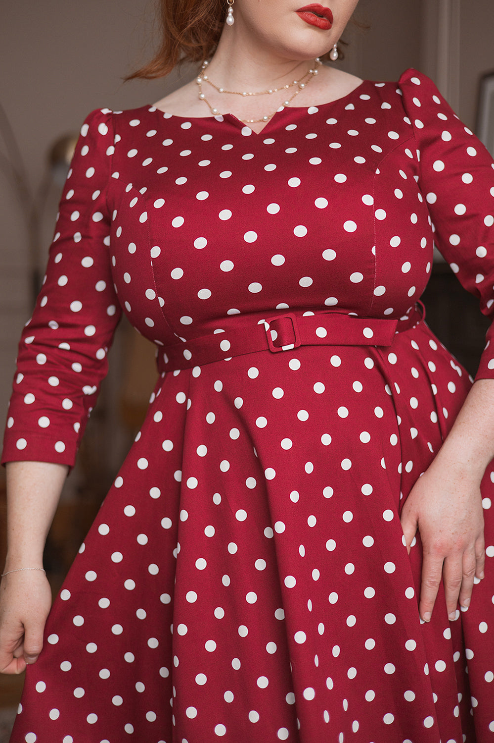 Hearts & Roses - Vestido de Swing de Lunares Verdes de Kylie