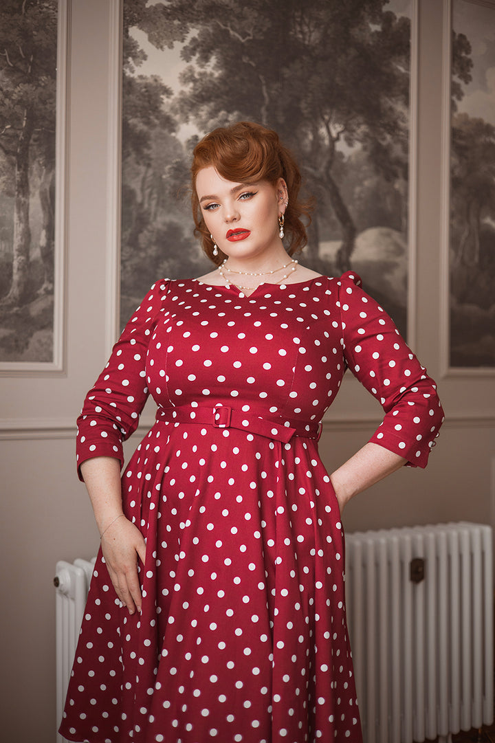 Hearts & Roses - Vestido de Swing de Lunares Verdes de Kylie