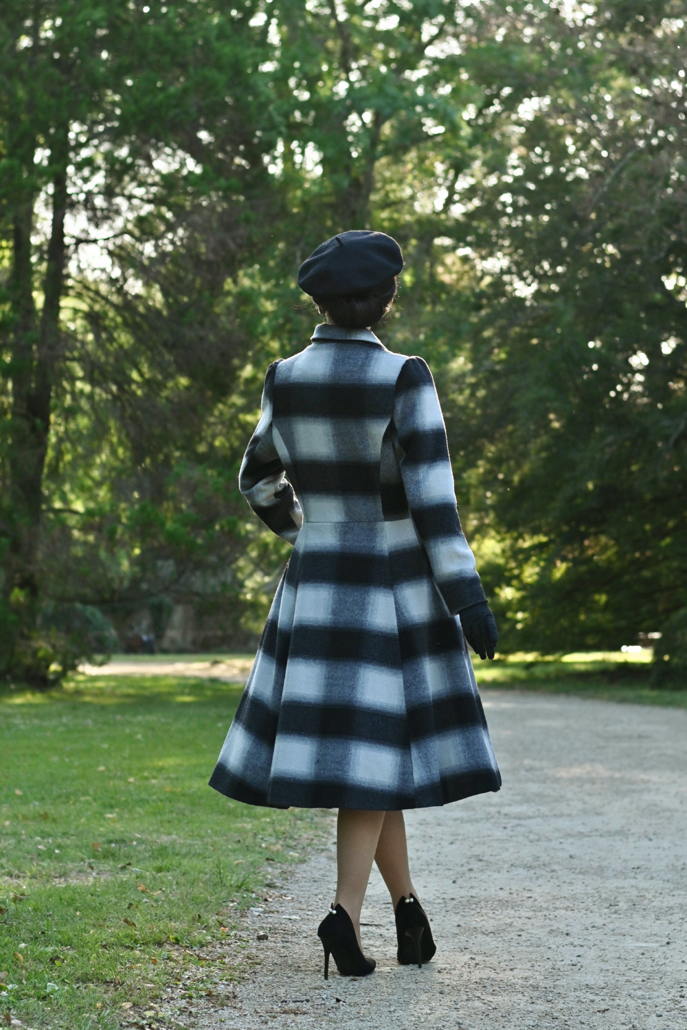 Hearts & Roses - Lenora Check Swing Coat