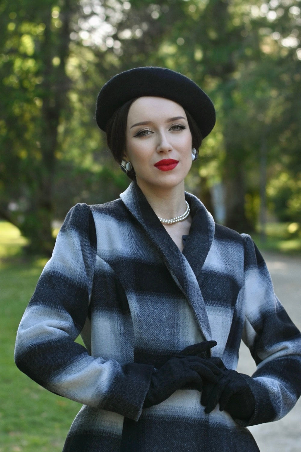 Hearts & Roses - Lenora Check Swing Coat