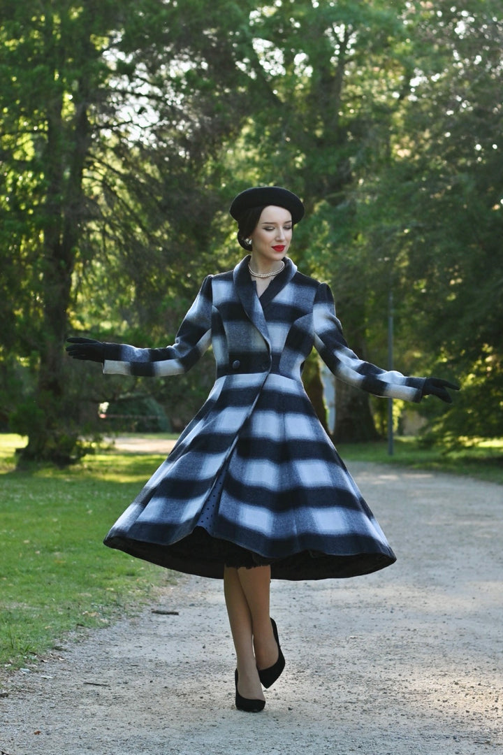 Hearts & Roses - Lenora Check Swing Coat