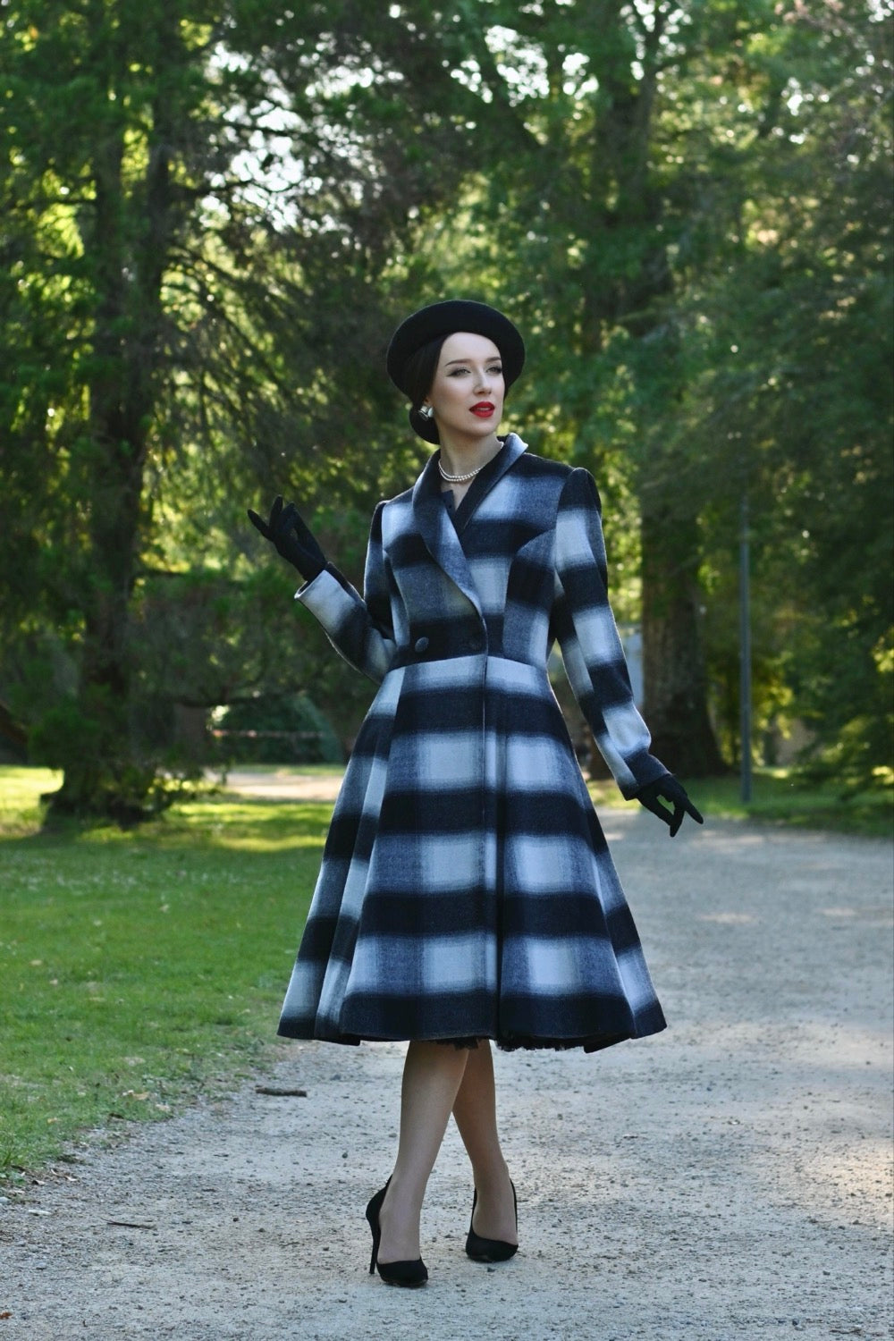 Hearts & Roses - Lenora Check Swing Coat