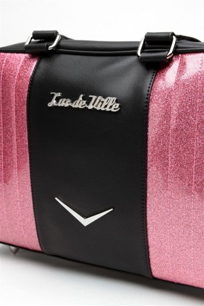 Lux de Ville - Bolsa 'Carry All Tote Negro Mate y Brillo Burbujeante Rosa'