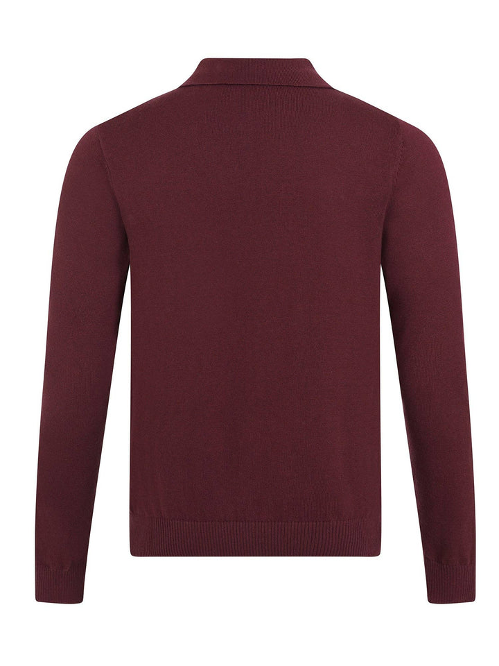 Jo Striped Polo Jumper in burgundy