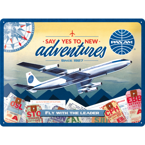 Metal sign 30 x 40cm - Pan Am - New Adventures