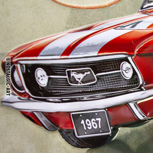 Blechschild 30 x 40cm - Ford Mustang - GT 1967 Rood