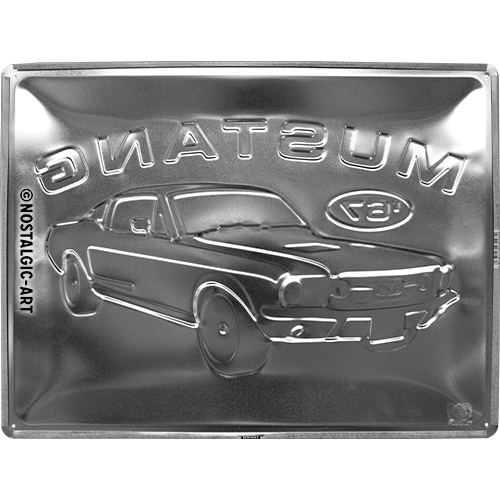 Plaque en métal 30 x 40cm - Ford Mustang - GT 1967 Rouge