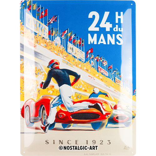 Plaque en métal 30 x 40cm - 24h Le Mans - Affiche de course bleue