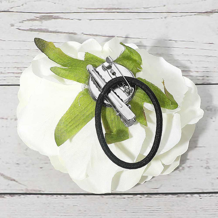 Große Blumenhaarspange / Clip / Haargummi petrolgrün