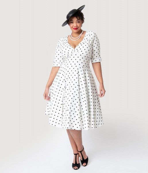 White 1950s swing dress discount