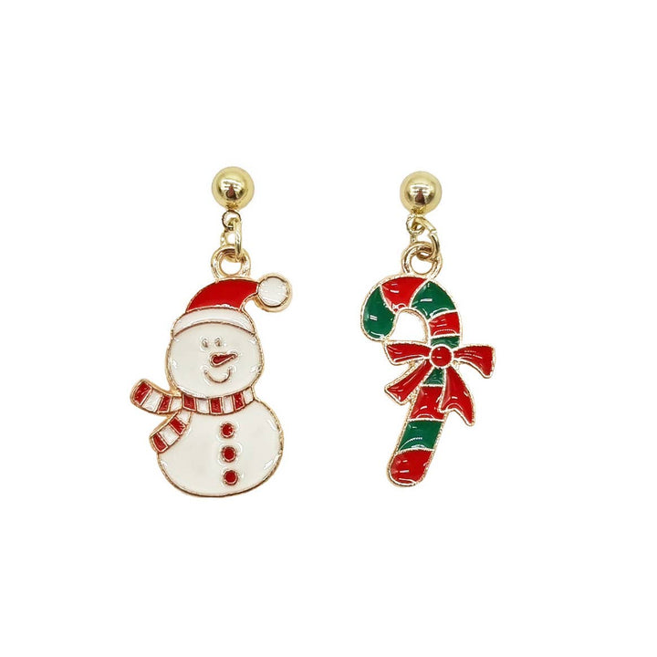 Weihnachtsohrringe „Schneemann und Zuckerstange“