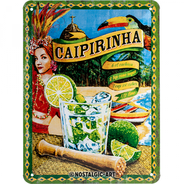 Metal sign 15 x 20cm Cocktail-Time - Caipirinha